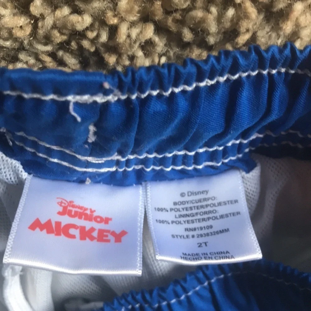 Disney Mickey Mouse Blue Swim Trunks Elastic Waist